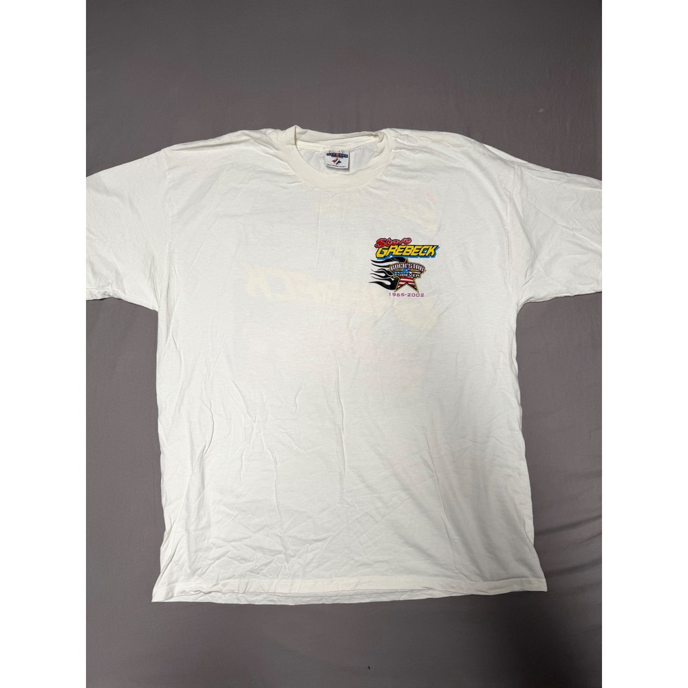 Vintage Jerzees Steve Grebeck Drag Racing Memorial T-Shirt White XL 1965-2002